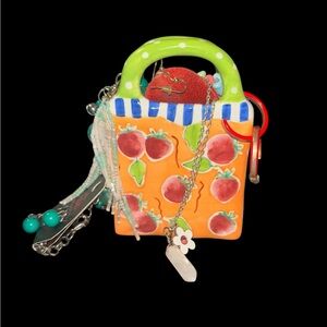 Mystery 80’s Vibe Jewelry in a Colorful Strawberry Handbag Planter